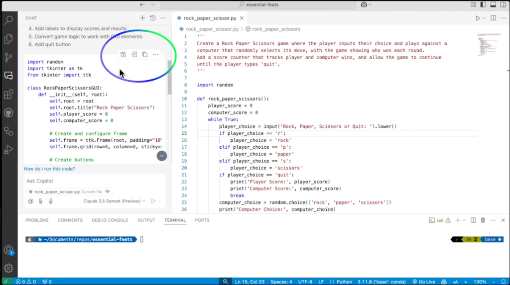 Screenshot with the four buttons described above circled